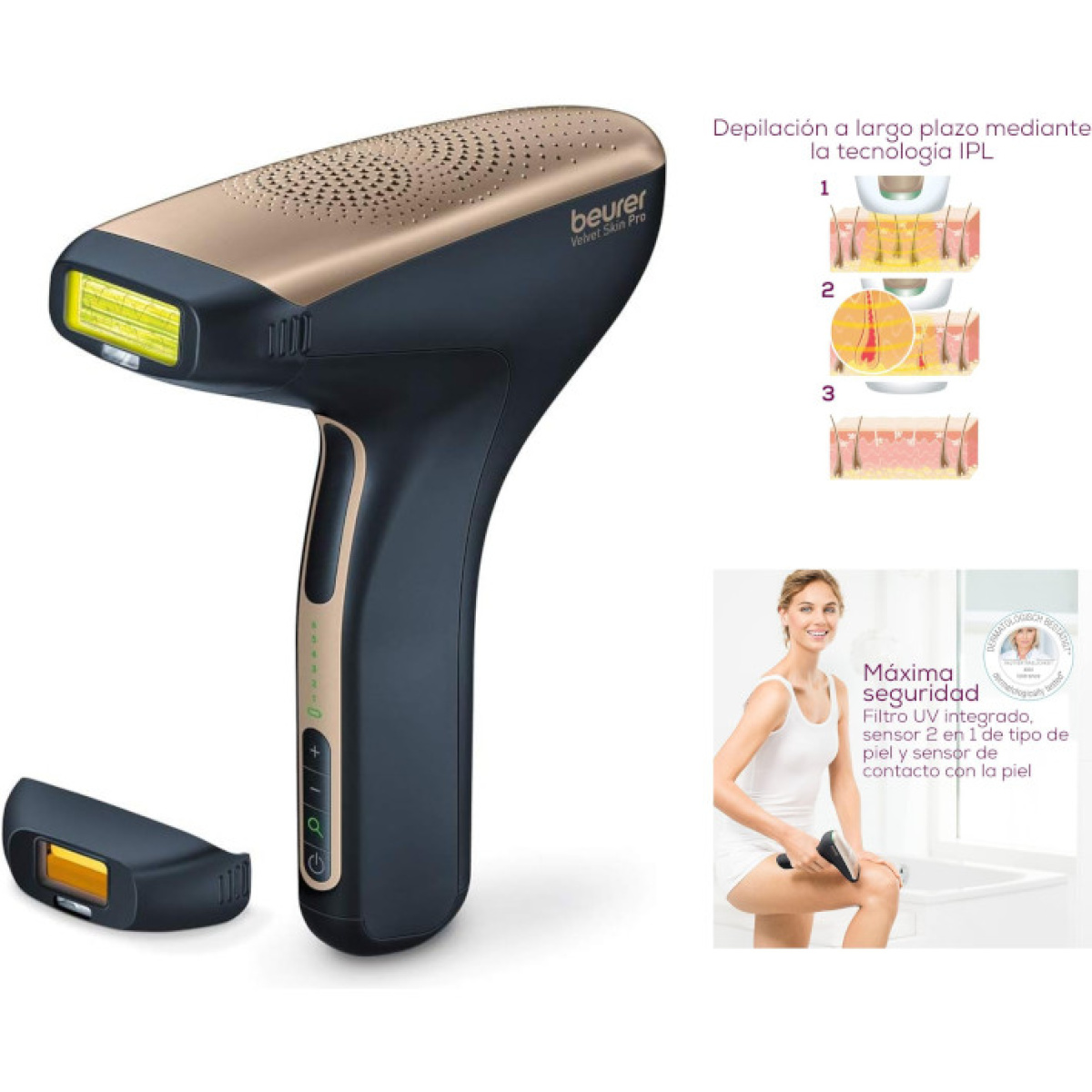  depiladora luz pulsada velvet skin pro black beure cuidados de saúde pessoal beurer